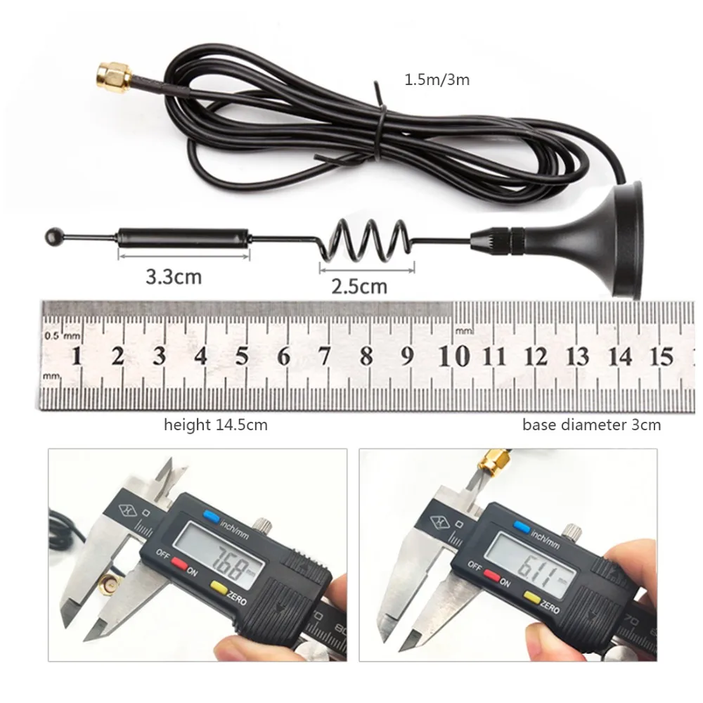 1 шт. 2,4 г/5 ГГц Двухдиапазонная Wi-Fi антенна 7dbi с высоким коэффициентом усиления присоска воздушный медный осциллятор + весна с SMA мужской