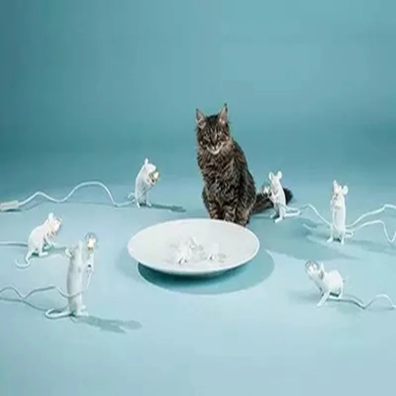  SELETTI Modern Resin Mouse Table Lamp LED E12 mouse Table Lamps Desk Nordic Kids' Room Decor LED Ni