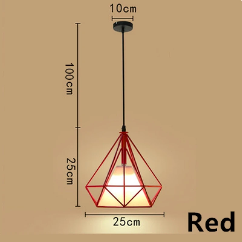 GZMJ современный металлический светодиодный подвесной светильник Лофт Декор E27 клетка из железной проволоки подвесной светильник черный/белый/желтый/зеленый/красный - Цвет корпуса: Red