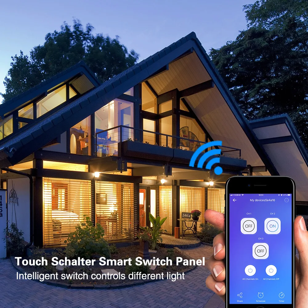 Wifi Smart Touch Panel Light Switch US Interruptor Inteligente Remote Voice Control Work with Alexa Google Home IFTTT 1/2/3 Gang