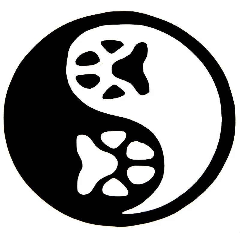

16.2cm*15cm Yin Yang Dog Paw Print Fun Vinyl Graphic Decal Car Sticker Car-Styling Decoration Black/Sliver S6-3871