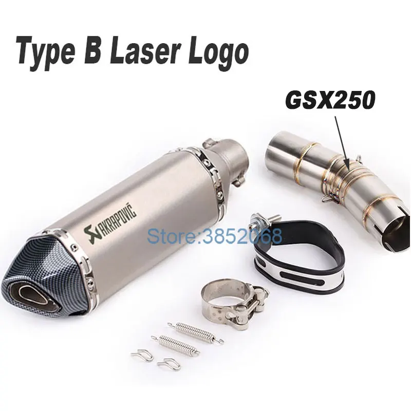 Motocicleta modificada coche deportivo GSX250R medio de conexión pequeña Hexagonal doble Nuzzle Akrapovic Escape tubo Moto Escape