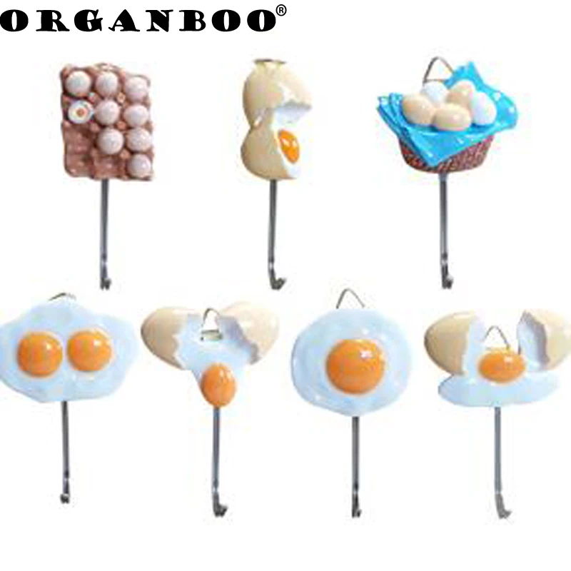 

ORGANBOO 1PC Home Creative Environmental Protection Resin Stainless Steel Hook Kitchen Strong Adhesive Paste Seamless Hooks