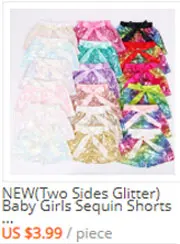 Новые цветные(с двух сторон блестящие) шорты с блестками для маленьких девочек блестящие шорты для маленьких детей на день рождения с Сатиновыми бантами, Детская летняя одежда