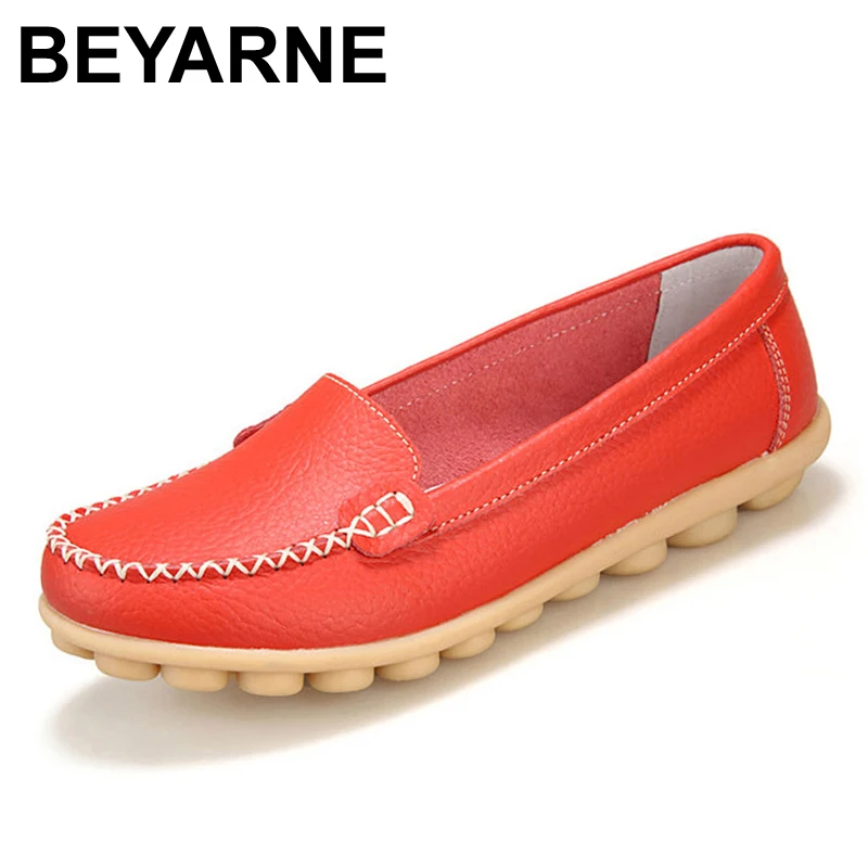 

BEYARNE New Women genuine Leather Shoes Slip-on Ballet women Flats Comfort woman Shoes 8 Colors moccasins sapatilhas femininos