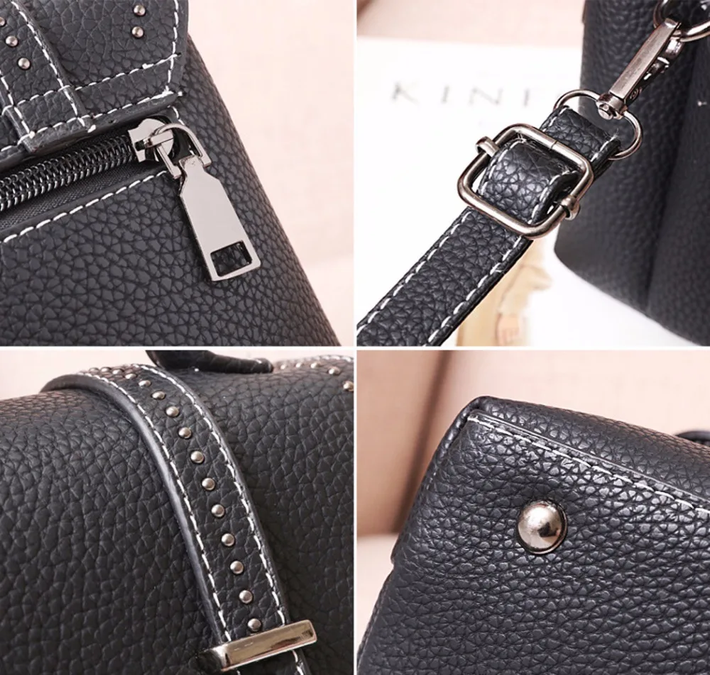 Женская сумка из мягкой ПУ кожи с заклепками и пряжкой|bag fashion women|bag womenbag women |
