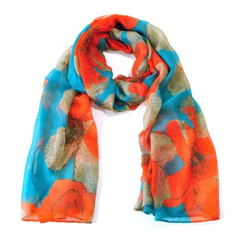 

2018 New Hot Fashion Party Scarves Shawl Elgant Women Lady Vintage Long Soft Cotton Voile Print Autumn Winter Christmas