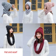 Новое поступление, зимняя вязаная шапка для взрослых и женщин, для мужчин, с цветочным узором, в горошек, Одноцветный шарф, шапка для волос, теплая шапка, Прямая поставка, шляпа