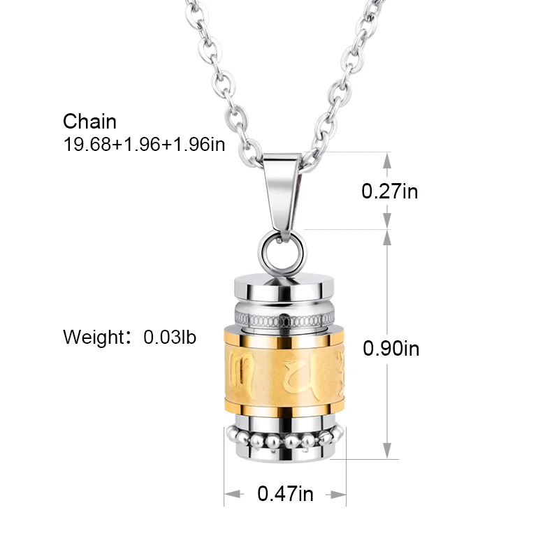 SOITIS Золотой Серебряный цвет Ом Мани падеме ГУМ буддизм подвеска-Спиннер ожерелье для мужчин женщин ювелирные изделия из нержавеющей стали подарок