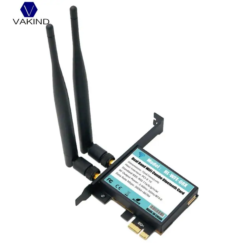 

2019 Dual Band WiFi 802.11A/B/G/N/AC+ Bluetooth4.0 802.11AC Card PCB Adapter