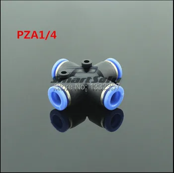

Free shipping 20pcs/lots PZA1/4 Inch pneumatic four way connectors, pneumatic fitting push in fittings quick joint