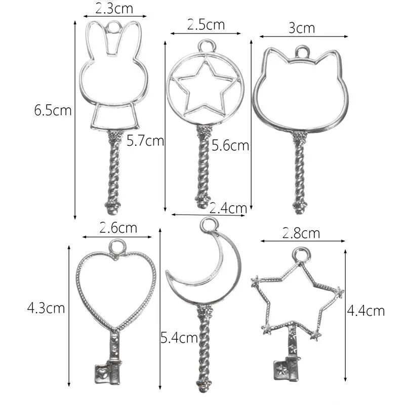 6 шт./компл. подвеска на металлическом каркасе серебряное Золото Шарм Ключ установка в открытую рамку Кабошон Установка УФ смола Шарм ювелирных изделий