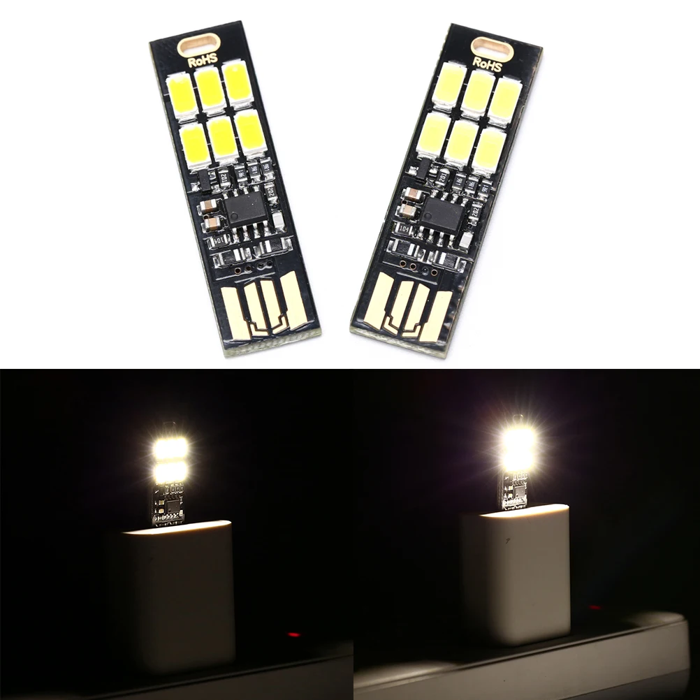 

Power Bank Computer Laptop USB 6 LED Lamp Mini Pocket Card USB Power 6 LED Keychain 1W 5V Touch Dimmer Warm Light 1PC