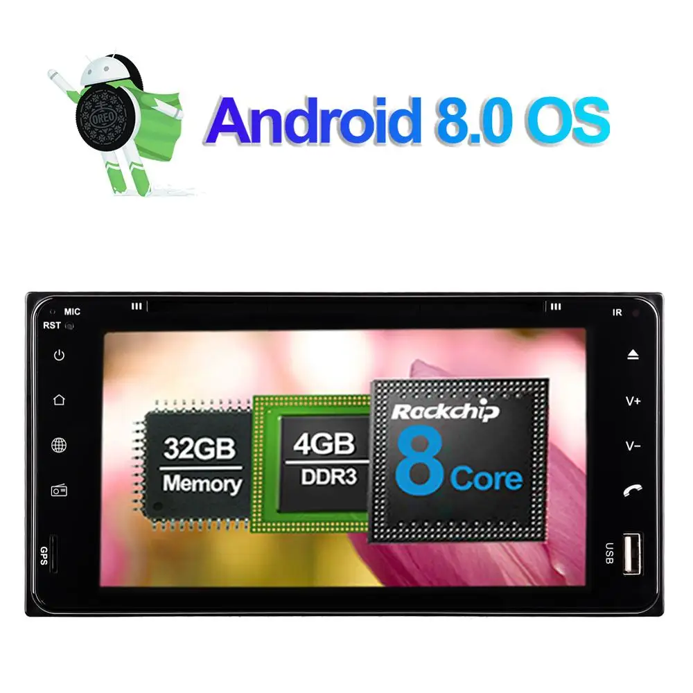 Sale 8 Core Android 8.0 Car CD DVD Player Universal Model For Toyota Fortuner Corolla Vios Yaris Hilux GPS Navigation Radio Stereo 1