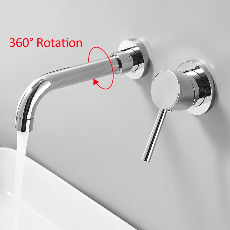 quyanre wanfan frap gappo black wall mount basin faucet single lever mixer tap 360 rotation long spout basin faucet4