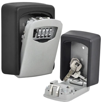

4 Digit Combination Key Storage Lock Box Novel Key Storage Lock Key Password Box Outdoor Aluminum Alloy Lock Box for Home Wall