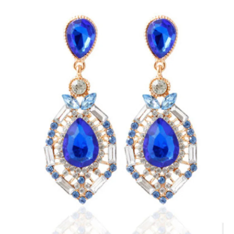 Women 'S Ear Drop Artificial Gem Chic personalized Earrings Accessory Foreign Trade Fashion Jewelry Water Droplets Earr | Украшения и