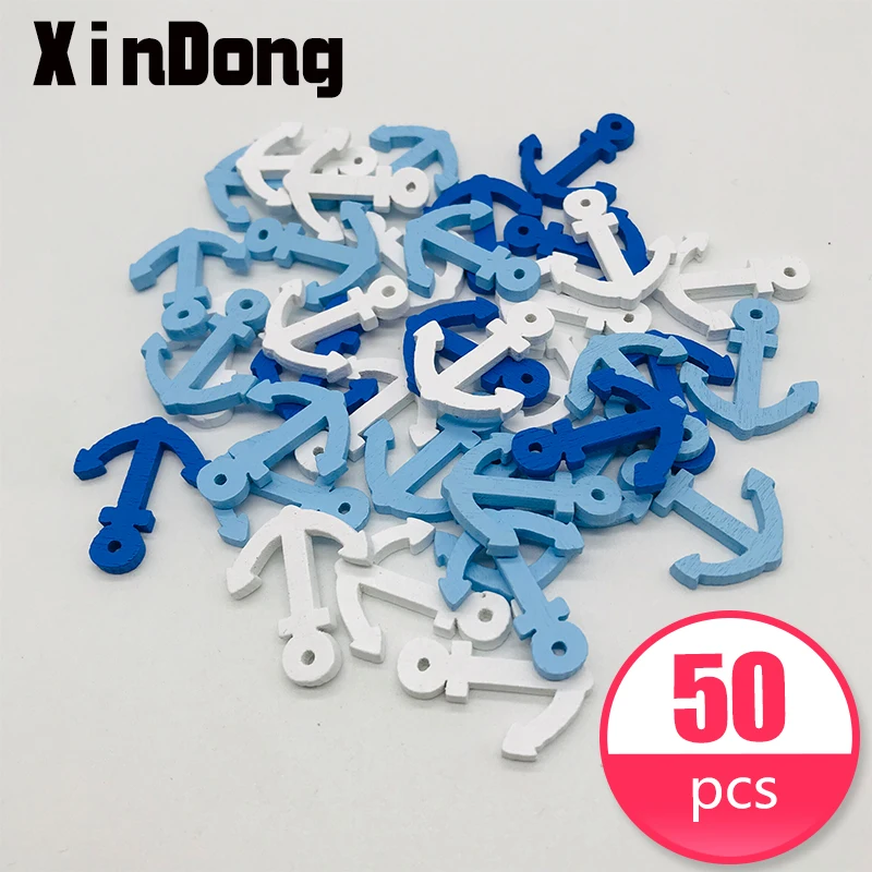 

Xindong 50PCs Wooden Buttons For Clothing Scrapbooking Decorative Mixed Color Anchor Steering Wheel Buttons