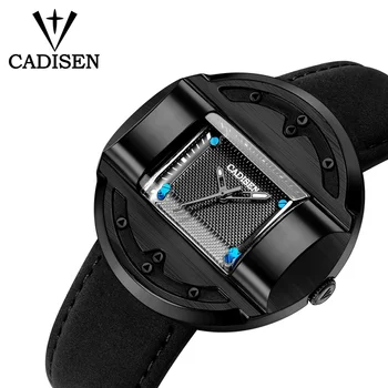 

CADISEN Men Quartz Watch Geniune Leather Man Wristwatches Fashion Square Men's Military Sport Watch 3ATM Clock Relogio Masculino