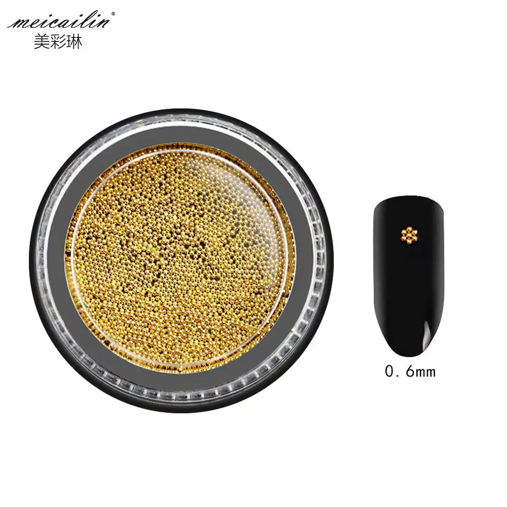Meicailin мини Стальные Бусины для ногтей 3D украшения ногтей 0,6 мм Золотое и Серебряное шампанское блестящие шпильки Маникюр DIY Дизайн ногтей - Цвет: Champagne