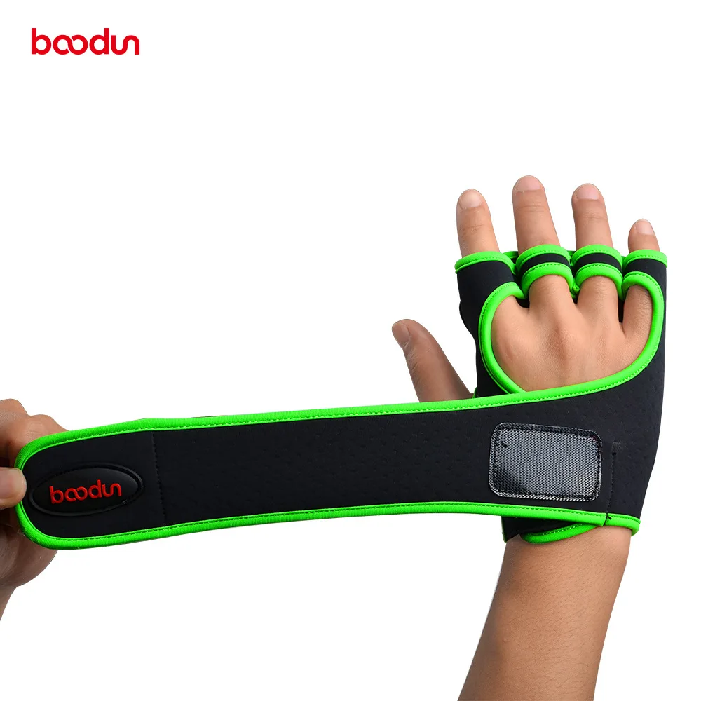 Boodun Half Finger Gym Gloves Weight Lifting Training Gloves Anti-Slip Fitness Sport Body Building Grips Gym Hand Palm Protector