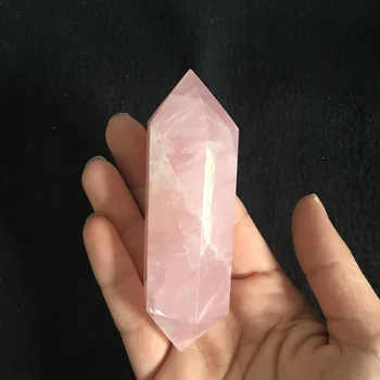 

Wholesale Natural Rose Quartz Crystal Double Terminated Point Wand For Gift Or Home Decoration SQ