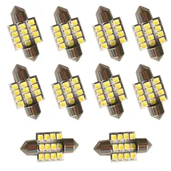 10 шт./партия Pure White 31 мм гирлянда 12-SMD DE3175 DE3022 светодиодный Карта купол Интерьер лампочки