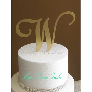 

Metallic Gold Metal Monogram Cake Topper for Wedding-Any Initial or Letter