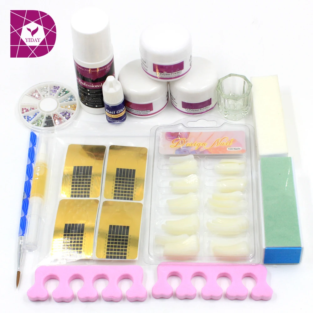 

1 set Pro DIY Acrylic Nail Liquid & Powder Kit Extending Nail Length False Nail Tips Form Buffer DIY