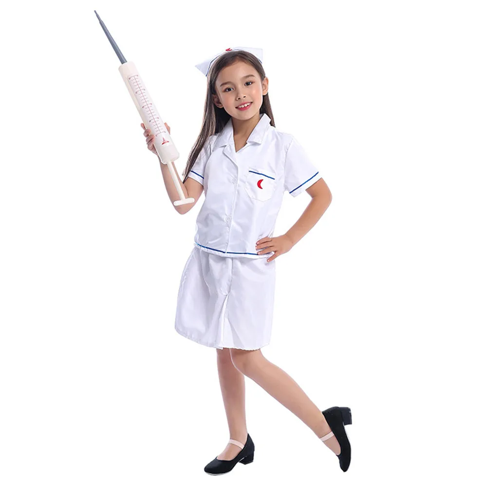 

Halloween Children Cosplay for Girls Nurse Costumes Doctor Uniform Clothing Set Performance Work Wear Hospital Costume
