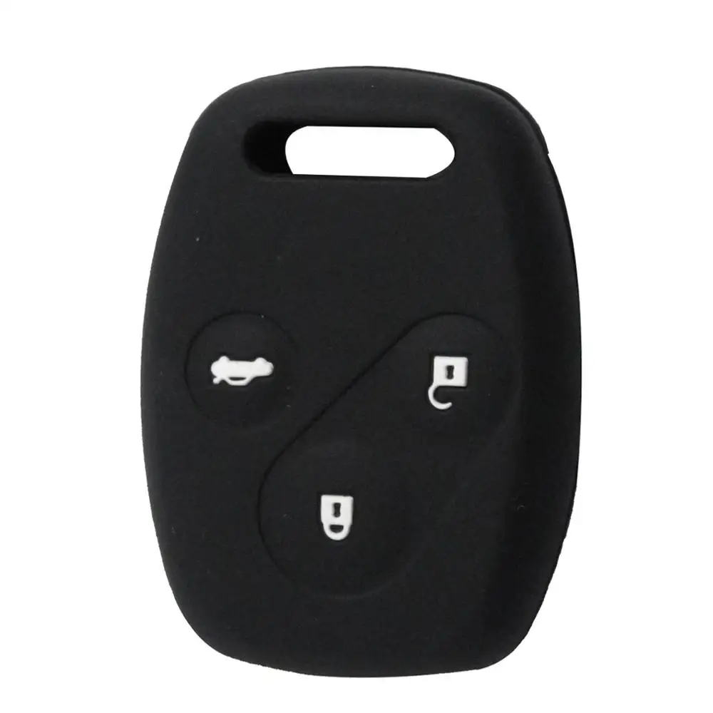 10 шт. красочный силиконовый чехол автомобильный ключ крышка 3 кнопки для Honda Accord Civic CRV Civic Pilot Odyssey дистанционный ключ оболочки - Цвет: black