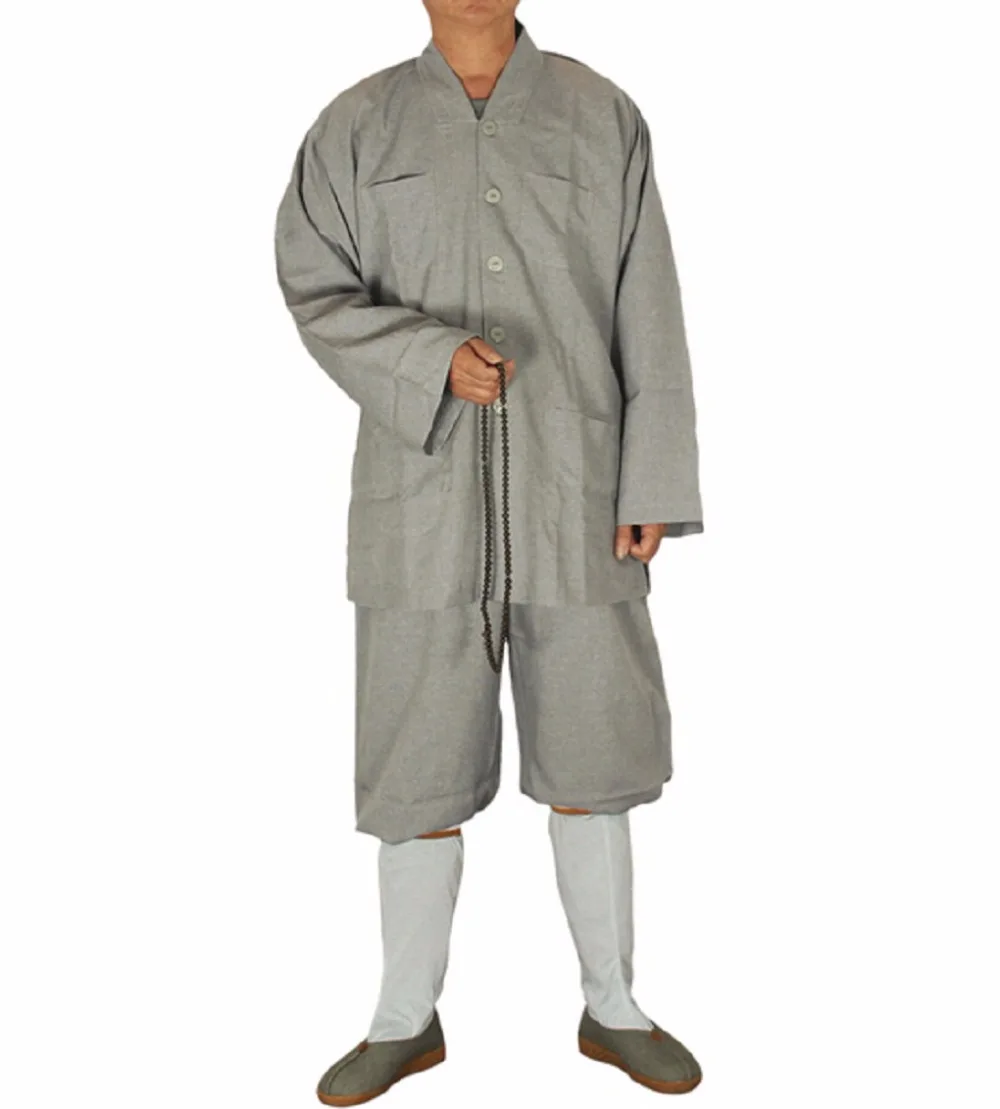 

Shanghai Story Men's Chinese Short Gowns Suits Shirt + Pants Set Shaolin Temple Zen Buddhist Monk Robe Outfit Kung Fu Uniform
