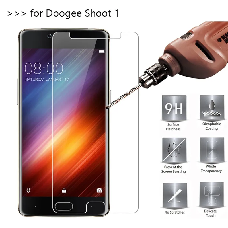9H 2.5D 0.26mm Tempered Glass Protector For Doogee shoot 1 LED Screen Toughened Protective Film Cover | Мобильные телефоны и