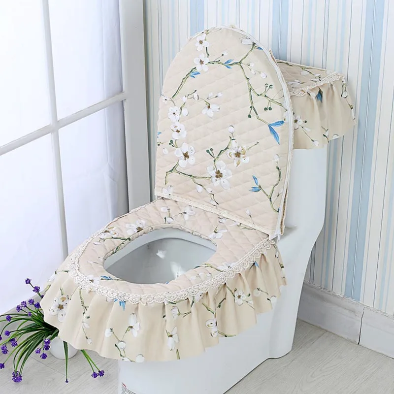 

3pcs Set High Quality Soft Toilet Seat Cover Thicken Zipper Dustproof Overcoat WC Durable Decoration Mats Hogard ST07