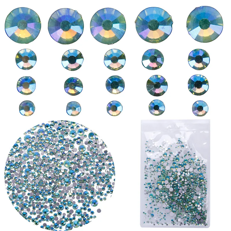 1200pcs Multi-size Glass Nail Rhinestones Crystal Strass Nails Art Decorations Charms Partition Mixed Size Rhinestone Set#291069 | Красота и