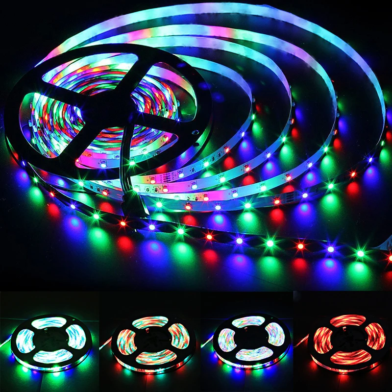 RGB светодиодные полосы света 5050 3528 SMD 5 м светодио дный 60 led светодио дный s/m светодиодные гибкие полосы света ИК пульт дистанционного