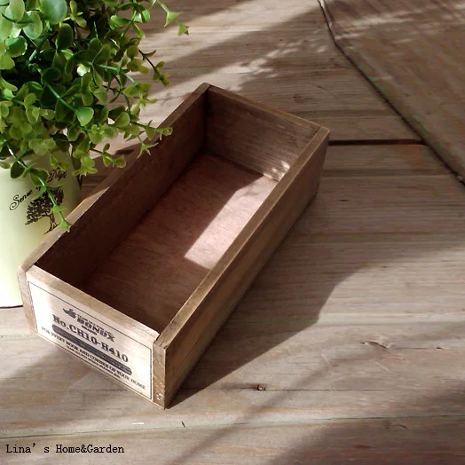 hand crafted solid fir rectangular mini vintage wood box (2)