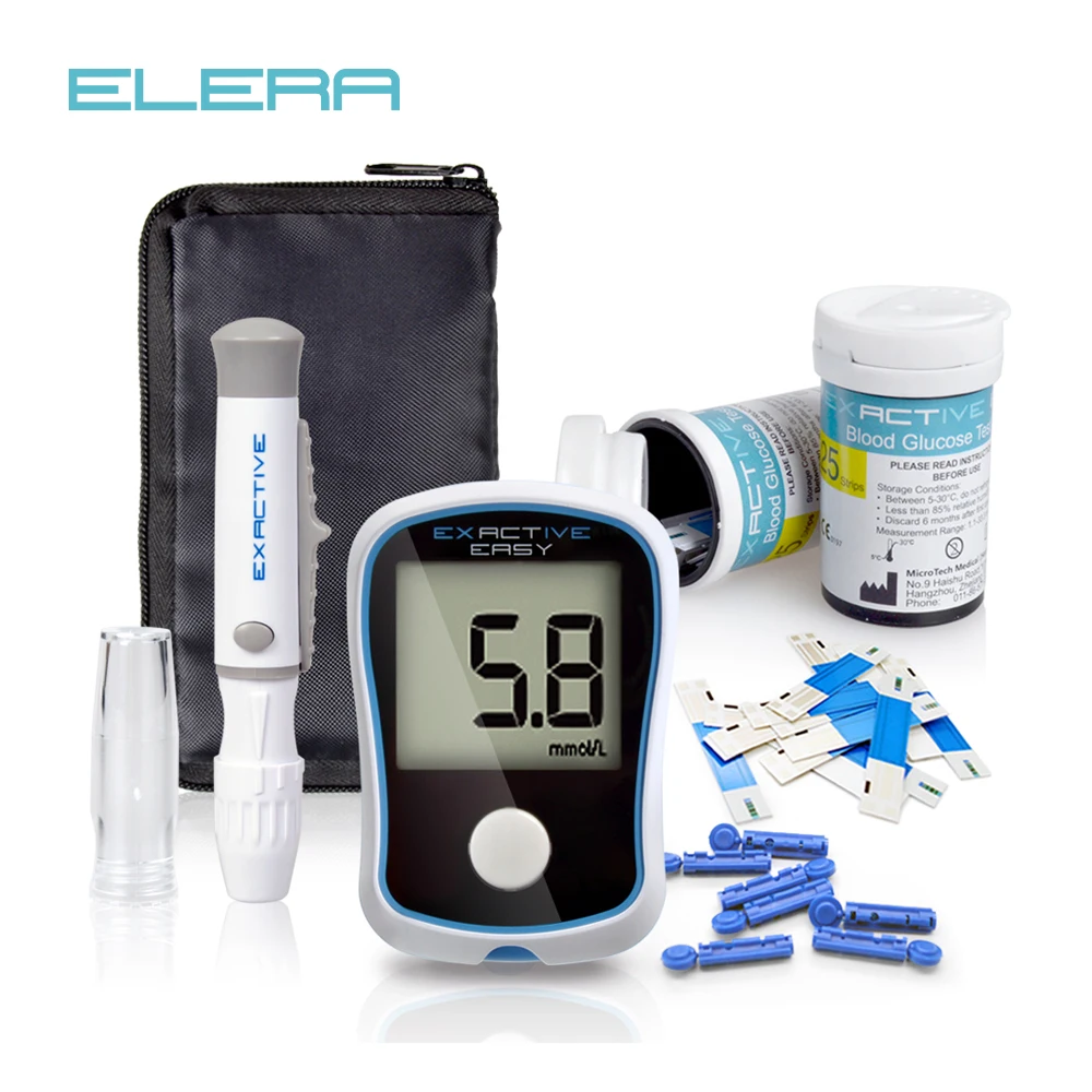 

ELERA Blood Suger Monitor glycuresis Monitor Glucose meter medidor de glicose with 50 Diabetic test strips & Lancets
