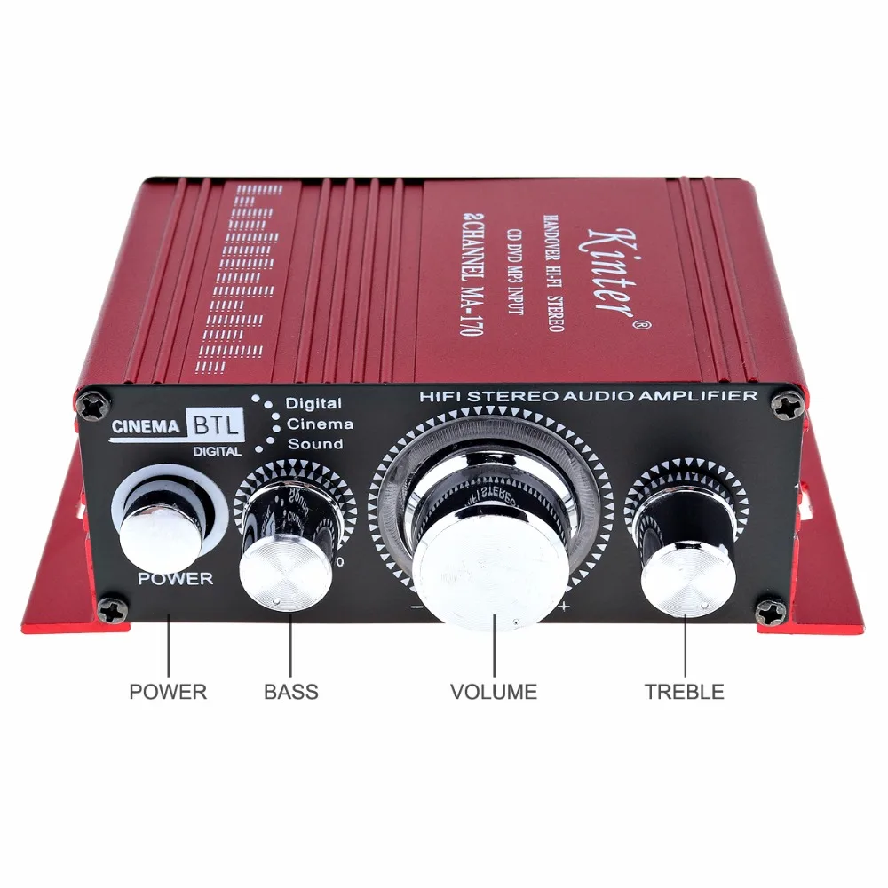 Mini 2CH HI-FI Car Audio Power Stereo Amplifier Booster Player Support CD / DVD / MP3 Input for Car Motorcycle Home
