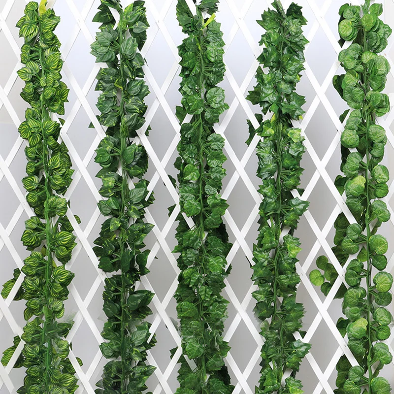 

Artificial Grape Vine Leaves Leaf Ivy Leafy Vine Outdoor Nature Green Vivid Color Real Tree Leaf Wall Hanging Garden Decoration