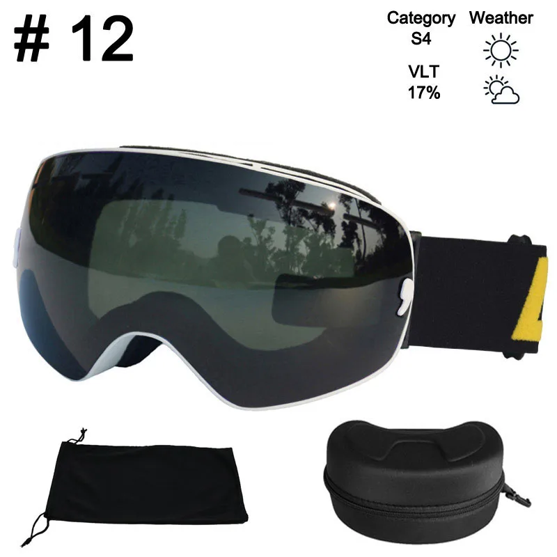 LOCLE брендовые лыжные очки для мужчин и женщин, очки для сноуборда, очки для катания на лыжах с защитой от уф400 лучей, лыжные очки, противотуманные лыжные маски - Цвет: Color 12 With Box