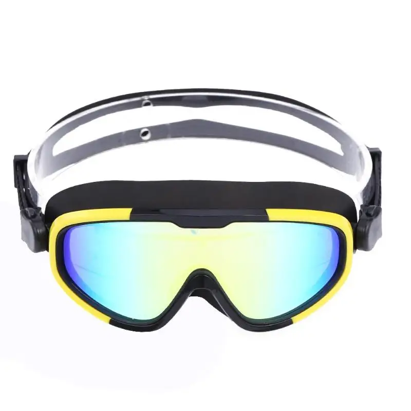 Унисекс воды очки для плавания Профессиональный Плавание ming очки взрослых Водонепроницаемый Плавание анти-туман Регулируемый очки в большой оправе - Цвет: Цвет: желтый