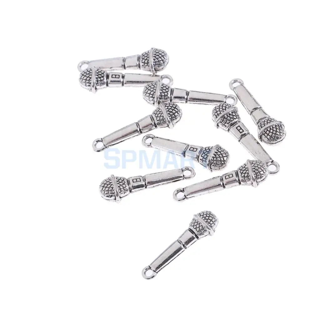 10 Pieces Alloy Microphone Model for 1/12 Dollhouse Miniature Music Room Decoration Dolls Accessories Children Kids Toys