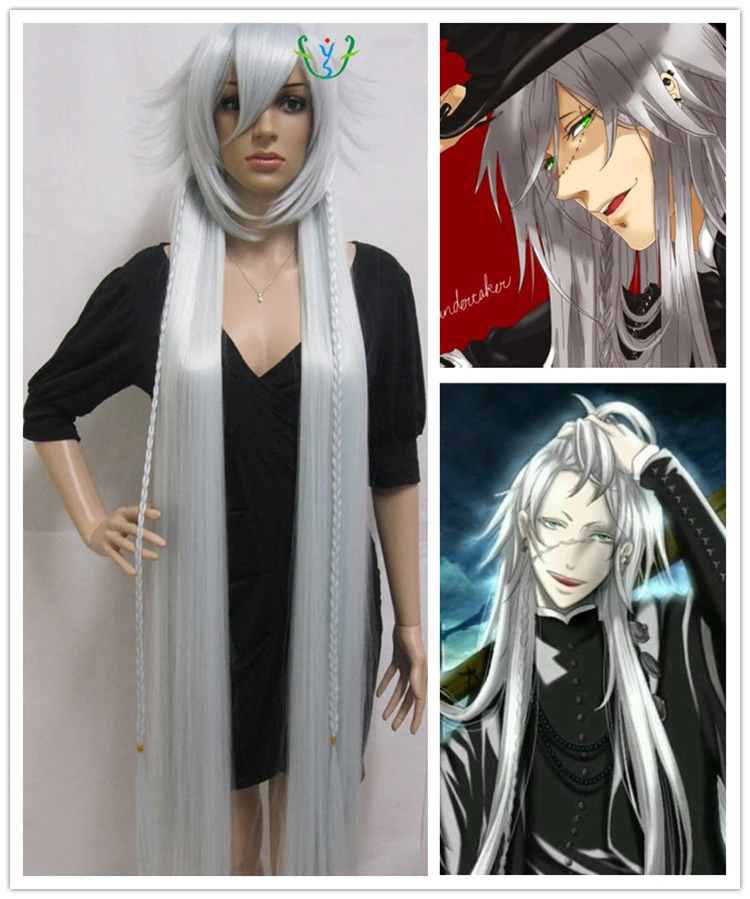 黒執事黒執事アンダーテイカー白髪130センチ長いアニメコスプレかつらパンドラハーツアリス合成天然毛かつら Wig Green Wig Whitewig Cosplay Aliexpress