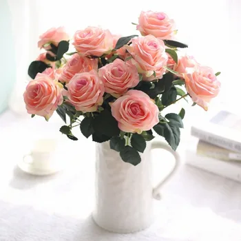

Artificial silk 1 Bunch French Rose Floral Bouquet Fake Flower Arrange Table Daisy Wedding Flowers Decor Party accessory Flores