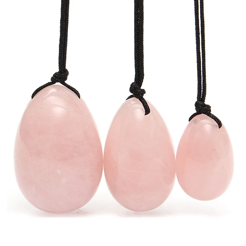 KiWarm 3 шт. натуральный розовый кварц кристалл иони Яйца Упражнения гандбол массажный шарик забота о здоровье массаж драгоценный камень кулон ремесла