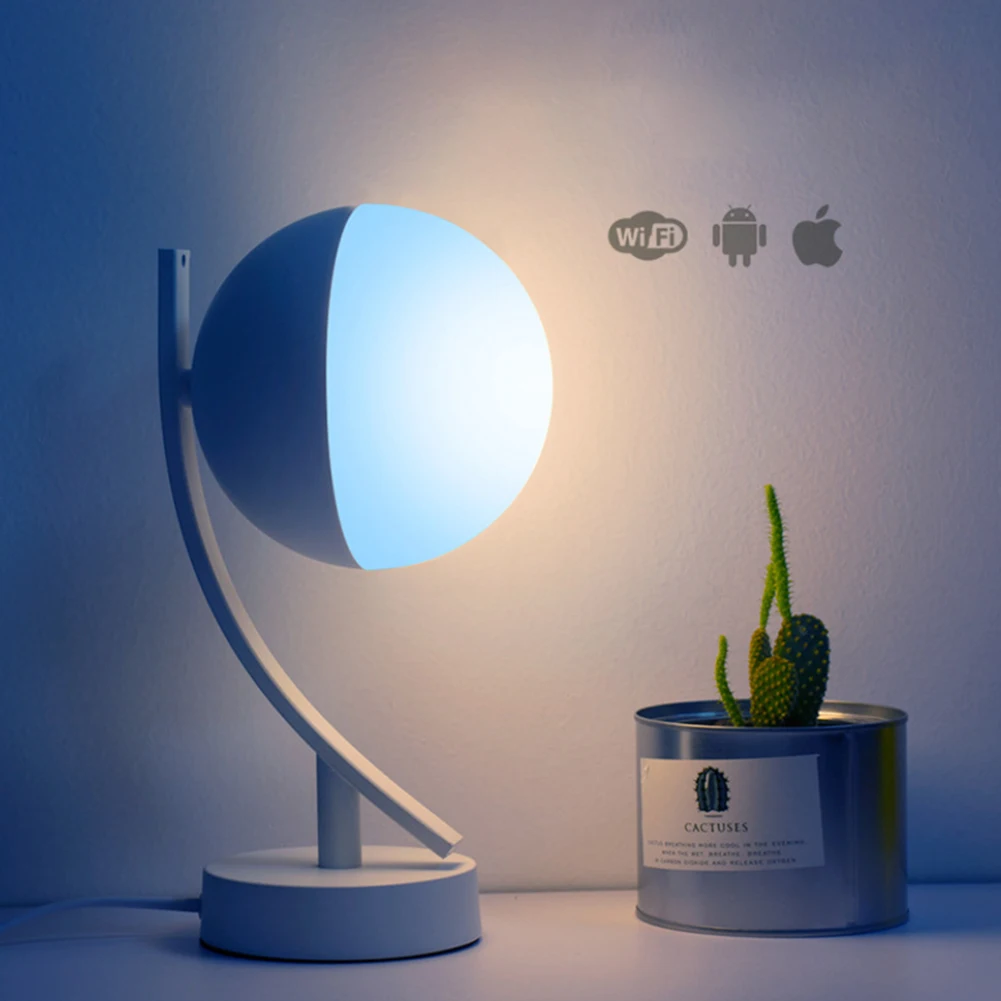 

Remote Voice Control Round Multiple RGB Dimmable Bedroom Bedside LED Moon Night Light Eye Protection Desk WIFI Smart Table Lamp