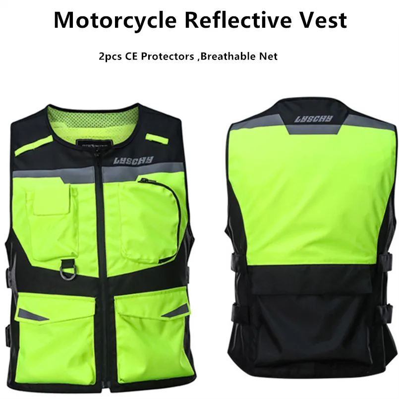 

Motorcycle Vest Giubbotto Moto Donna Mens Chaleco Moto Gp Vintage Green Black For Riding Tribe Summer Reflective Safety Clothing
