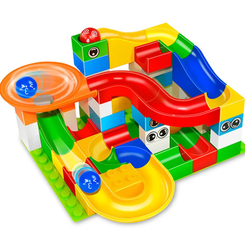 Marble Race Run Maze Ball Track Building Blocks Sets Plastic Funnel