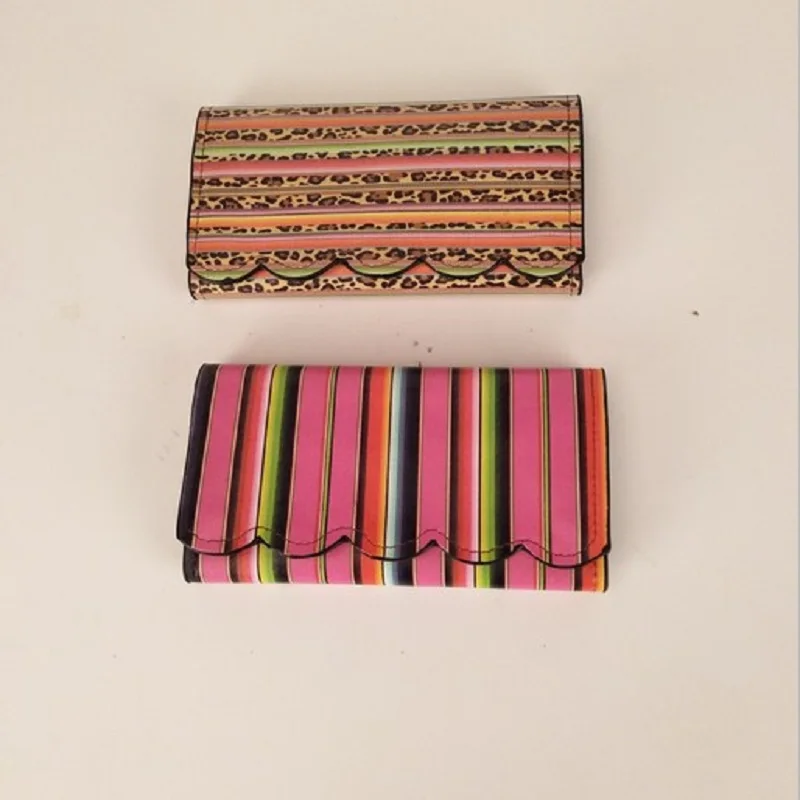 

3 pcs Colorfull Scallop Wristlet Bag Serape Lady Long Money Clutch Card Holder Ladies Purse Women Leather Faxu Wallets DOM1223